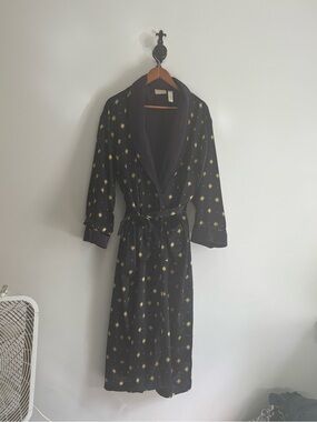 90’s Women’s Navy Terrycloth Lined Star-Print Robe M/L